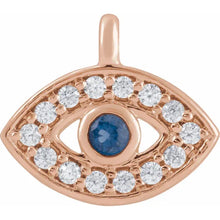 Load image into Gallery viewer, Natural Blue Sapphire & .05 CTW Natural Diamond "Petite" Evil Eye Dangle 14K Gold