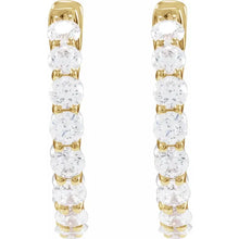 Load image into Gallery viewer, 2 1/5 CTW Lab-Grown Diamond Inside-Outside Hoop 14k Yellow Gold Earrings