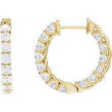 Load image into Gallery viewer, 2 1/5 CTW Lab-Grown Diamond Inside-Outside Hoop 14k Yellow Gold Earrings