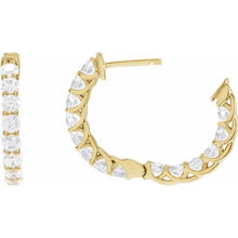 Load image into Gallery viewer, 2 1/5 CTW Lab-Grown Diamond Inside-Outside Hoop 14k Yellow Gold Earrings