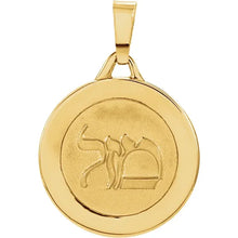Load image into Gallery viewer, Round Mazel "Good Luck" "Statement" Medallion 14K Yellow Gold