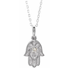Load image into Gallery viewer, .03 CTW Diamond Hamsa 16-18" Sterling Silver Necklace