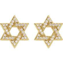 Load image into Gallery viewer, 1/8 CTW Natural Diamond Star of David Earrings 14k Yellow Gold