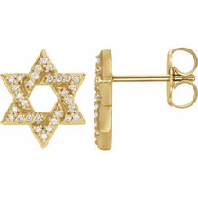 Load image into Gallery viewer, 1/8 CTW Natural Diamond Star of David Earrings 14k Yellow Gold