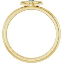 Load image into Gallery viewer, Natural Aquamarine Stackable Evil Eye 14k Yellow Gold Ring