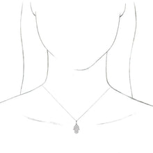 Load image into Gallery viewer, .03 CTW Diamond Hamsa 16-18" 14k Yellow Gold Necklace