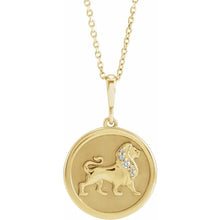 Load image into Gallery viewer, .02 CTW Natural Diamond Lion 16-18" 14k Yellow Gold Necklace