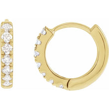Load image into Gallery viewer, 1/5 CTW Lab-Grown Diamond 10 mm Hoop Earrings 14k Yellow Gold