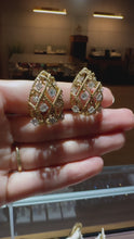 Load and play video in Gallery viewer, Glittering Diamond Tear Drop Statement Earrings 18k