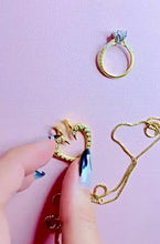 Load and play video in Gallery viewer, Custom Diamond Heart Ring Keeper - reversible