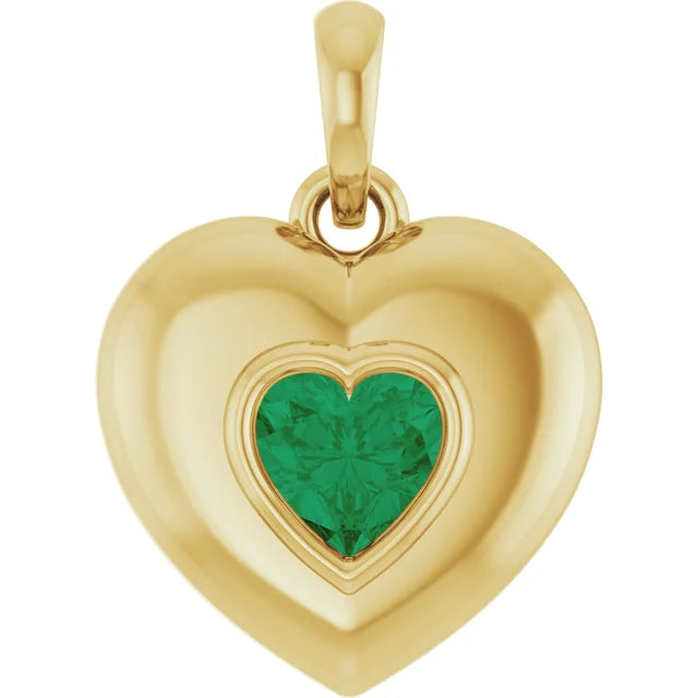 Gemstone Puffy Heart Pendant