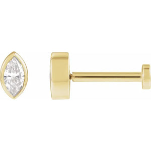 .07 CT Natural Diamond Press Fit Back Stud 14k Yellow Gold Earring
