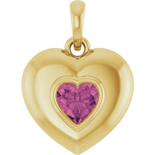Load image into Gallery viewer, Gemstone Puffy Heart Pendant
