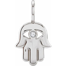 Load image into Gallery viewer, Sterling Silver .02 CT Natural Diamond Hamsa Hand Charm/Pendant
