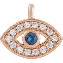 Load image into Gallery viewer, Natural Blue Sapphire &amp; .05 CTW Natural Diamond &quot;Petite&quot; Evil Eye Dangle 14K Gold
