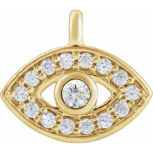 Load image into Gallery viewer, Natural Diamond .06 CTW &quot;Petite&quot; Evil Eye Dangle 14K Gold
