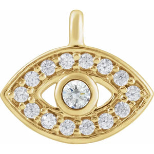 Natural Diamond .06 CTW "Petite" Evil Eye Dangle 14K Gold