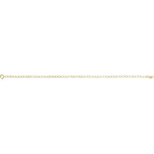 14K Yellow 2.5 mm Heart 7" Chain