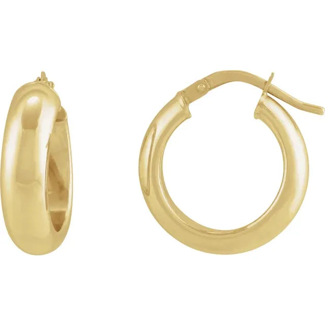 Half-Round Tube 17 mm Hoop Earrings 14k Yellow Gold