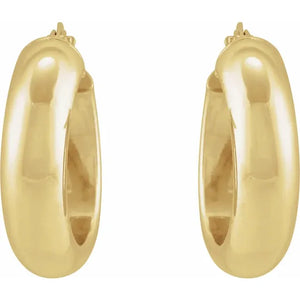 Half-Round Tube 17 mm Hoop Earrings 14k Yellow Gold