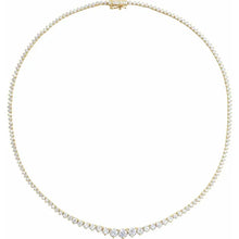 Load image into Gallery viewer, 9 1/2 CTW Lab-Grown Graduated Diamond 14K Yellow 16 1/2&quot; Riviera Tennis Necklace
