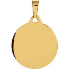 Load image into Gallery viewer, Round Mazel Good Luck Medal 14k Yellow Gold
