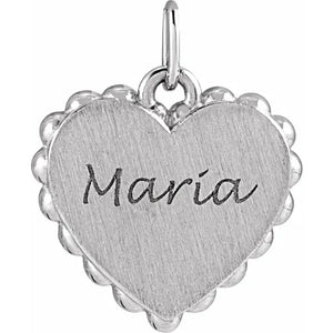 Engravable Caviar Heart Pendant