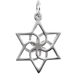 Floral Star of David Pendant Sterling Silver