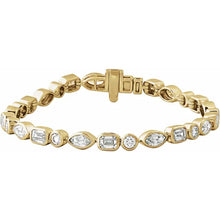 Load image into Gallery viewer, 7 1/8 CTW Multi-Shape Lab Diamond Bezel Bracelet

