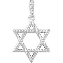 Load image into Gallery viewer, 14K White .025 CTW Natural Diamond Rope Star of David Pendant
