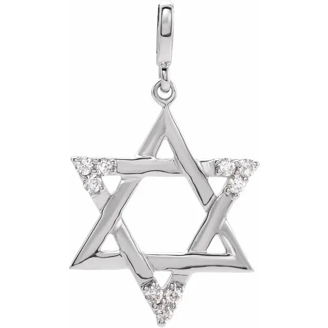 Sterling Silver 1/10 CTW Natural Diamond Star of David Pendant