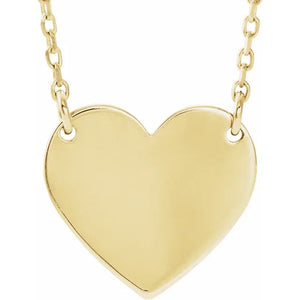 14k Yellow Gold Engravable Heart 16-18" Necklace