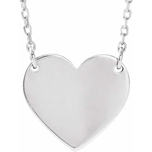 Sterling Silver Engravable Heart 16-18