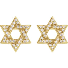 Load image into Gallery viewer, 1/8 CTW Natural Diamond Star of David Earrings 14k Yellow Gold
