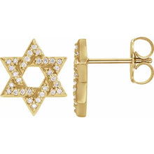 Load image into Gallery viewer, 1/8 CTW Natural Diamond Star of David Earrings 14k Yellow Gold
