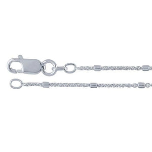 Sterling Silver 1.2mm Cable Chain with 1.5mm Tube Bead Accents 18 inches