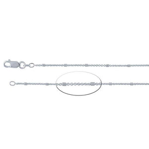 Sterling Silver 1.2mm Cable Chain with 1.5mm Tube Bead Accents 18 inches