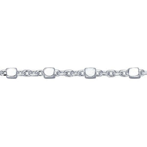 Sterling Silver 1mm Cable Chain with 1.2mm Cube Beads 16 inches