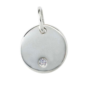 Natural Diamond-Set "Petite" Chai Customizable Engravable Medallion Sterling Silver