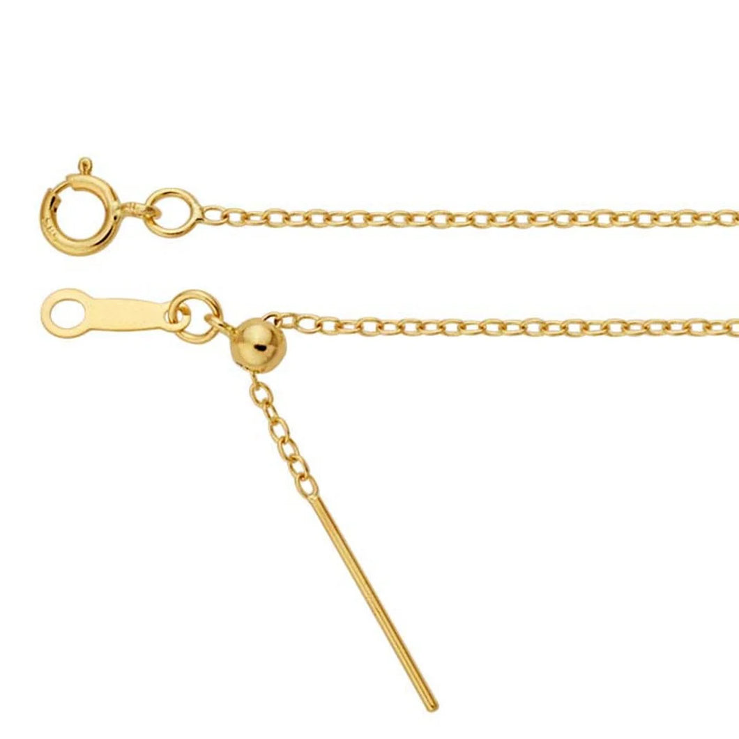 14K Yellow Gold Adjustable Cable Chain Necklace