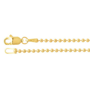 14K Yellow Gold 1.5mm Bead Chain 16 inches