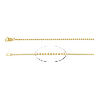 14K Yellow Gold 1.5mm Bead Chain 16 inches