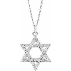 Sterling Silver 25.2x22.7 mm Star of David 18" Necklace