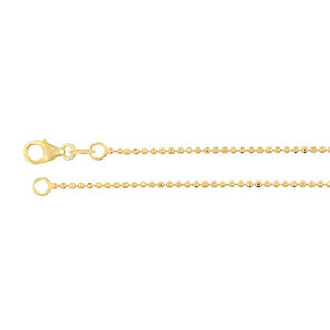 14K Yellow Gold 1.2mm Diamond-Cut Bead Chain 16 inches