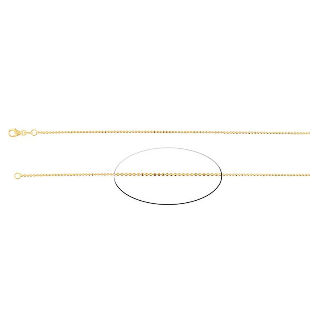 14K Yellow Gold 1.2mm Diamond-Cut Bead Chain 16 inches