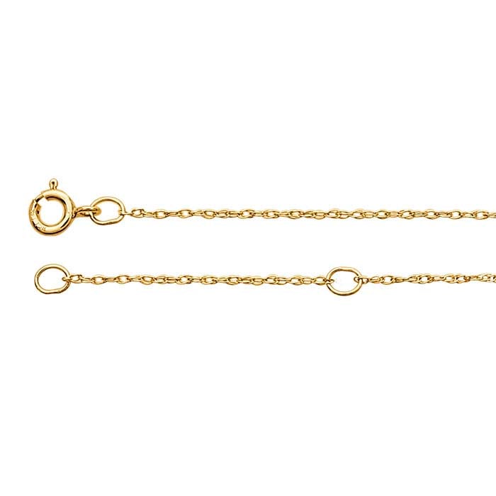 Delicate 0.7mm Double Rope Chain, Adjustable 16-18in, 14K Yellow Gold