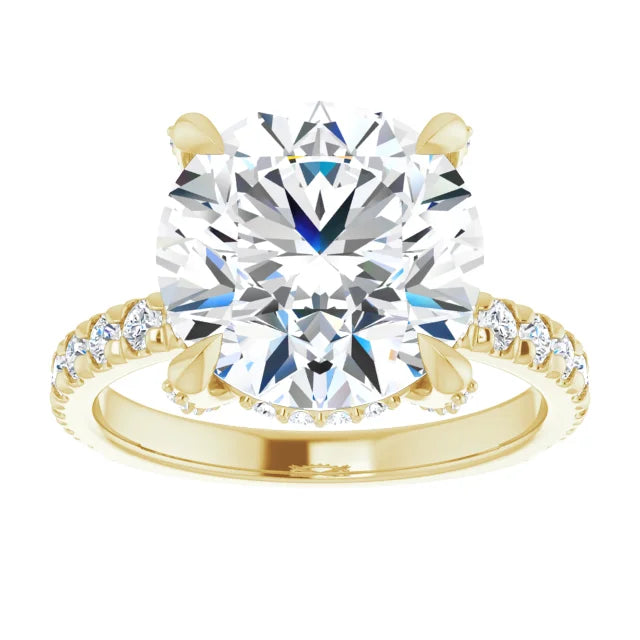 4.82ct F VS1 Iced Lab-Grown Diamond Shank Halo Crown Engagement Ring