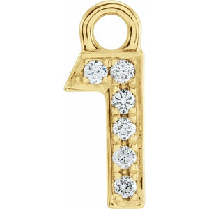 14K Yellow .02 CTW Natural Diamond Numeral 1 Dangle