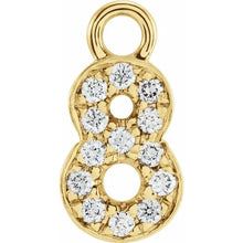 Load image into Gallery viewer, 14K Yellow .05 CTW Natural Diamond Numeral 8 Dangle
