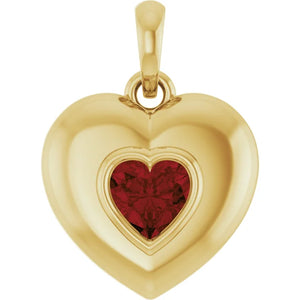Gemstone Puffy Heart Pendant